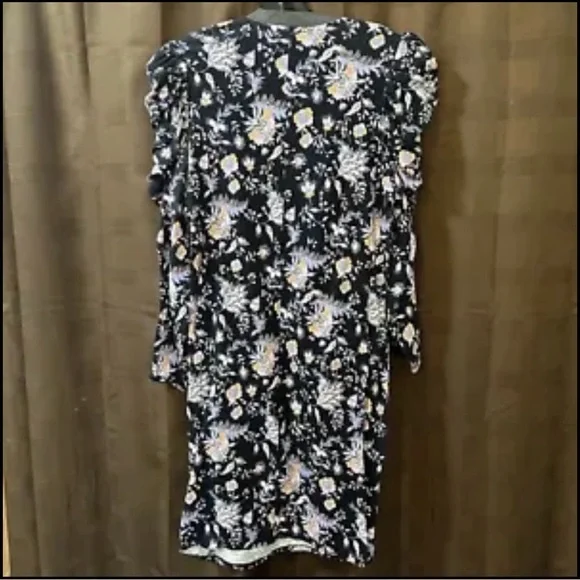 NWT Ted Baker Dracena Black Square Neck Puff Shoulder Printed  Dress Size 12 - Picture 5 of 8